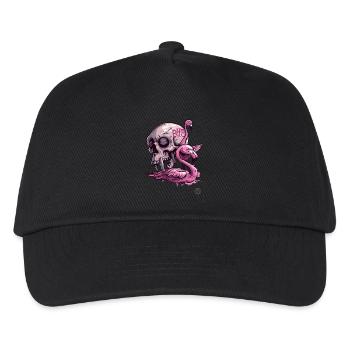 Pink Primate Skull & Flamingo: Tropical Vibes - Kids’ Baseball Cap - black - Front