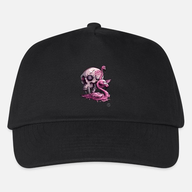 Pinker Primatenschädel & Flamingo: Tropische Vibes - Kinder Basecap - Schwarz