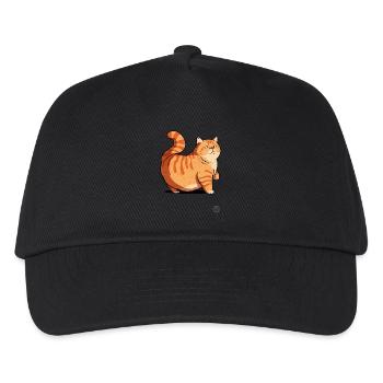 dicke fette gemütliche flauschige Katze - Kinder Basecap - Schwarz - Vorne