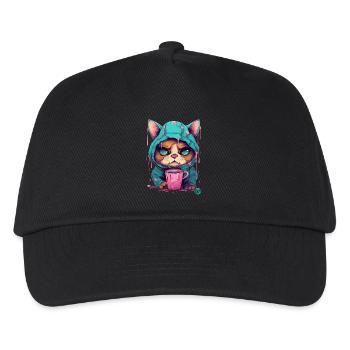 Good Morning Coffee Cat - Kids’ Baseball Cap - black - Front