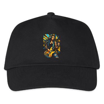 Wild guitar diva with electric guitar - Kids’ Baseball Cap - black - Front