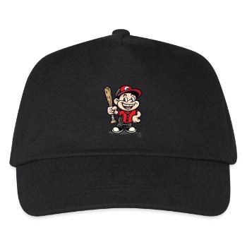 lustiger Retro-Cartoon-Typ spielt Baseball - Kinder Basecap - Schwarz - Vorne