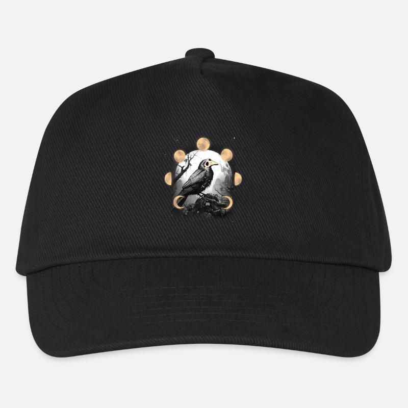 Krähe Halloween Mittelalter Pest Mondphase Rabe - Kinder Basecap - Schwarz