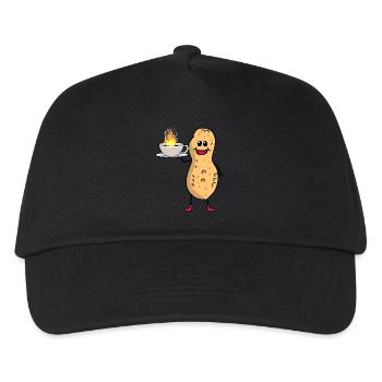 Erdnuss Erdnüsse Kaffee Kaffeetasse Guten Morgen - Kinder Basecap - Schwarz - Vorne