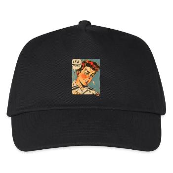 Vintage 50er-Jahre Cartoon-Junge: Das ist eng! - Kinder Basecap - Schwarz - Vorne