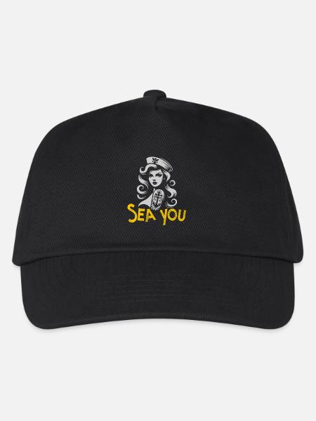 Sea You Meerjungfrau Matrose Grafik T-Shirt - Kinder Basecap - Schwarz