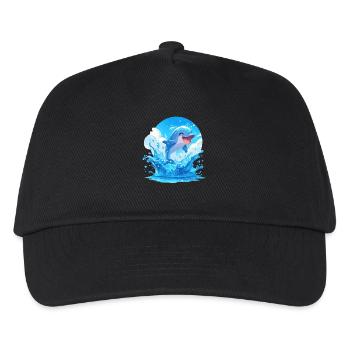 Dolphin Delfine Delfin - Kinder Basecap - Schwarz - Vorne