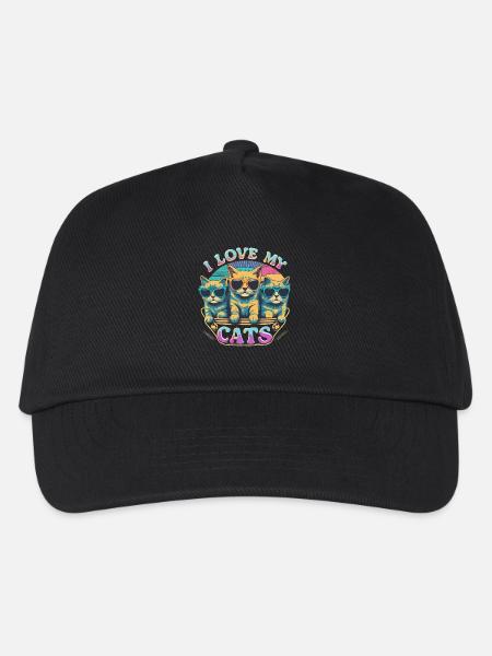I Love My Cats - Coole Katzen mit Sonnenbrille - Kinder Basecap - Schwarz