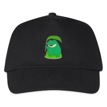 Frosch mit Blatt als Sonnenschirm - Kinder Basecap - Schwarz - Vorne