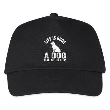 Das Leben ist lustig gut Ein Hund macht es besser Hundeliebhaber - Kinder Basecap - Schwarz - Vorne