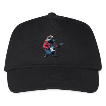 sloth with electric guitar - Kids’ Baseball Cap - black - Front