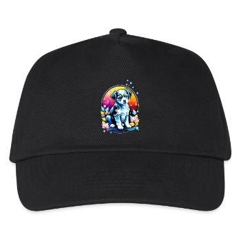 Süßer Welpe mit Lotusblüten - Kinder Basecap - Schwarz - Vorne