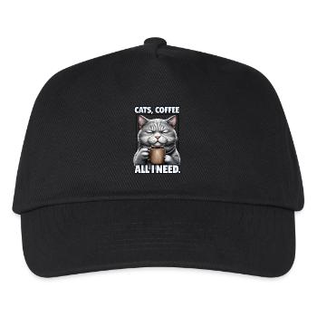 Lustiges Katze Kunst Katzenbesitzer Katzen Kaffee - Kinder Basecap - Schwarz - Vorne