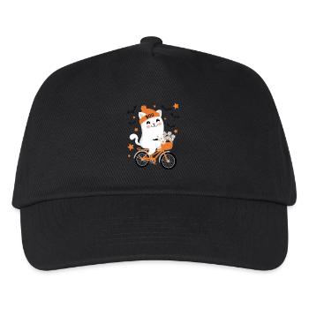 Katze Halloween Fahrrad - Kinder Basecap - Schwarz - Vorne