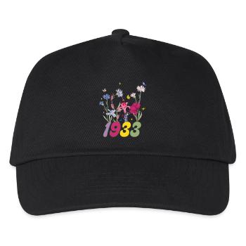 Geburtsjahr 1933 Wildblumen - Kinder Basecap - Schwarz - Vorne
