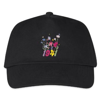 Geburtsjahr 1941 Wildblumen - Kinder Basecap - Schwarz - Vorne