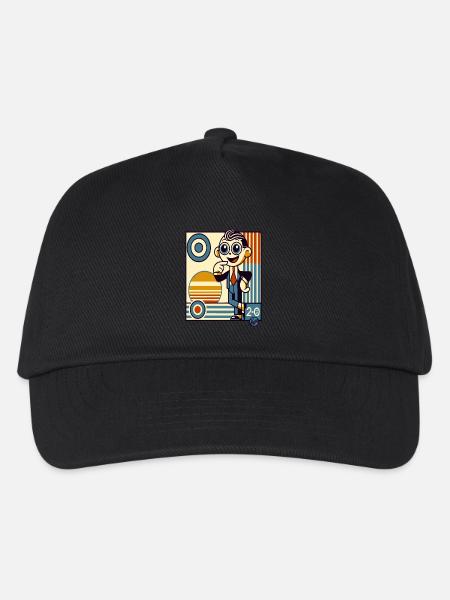 Retro Cartoon Gentleman im Stil der 20er Deco-Art - Kinder Basecap - Schwarz
