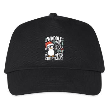 Penguin Christmas Waddle We Do For Christmas? - Kids’ Baseball Cap - black - Front