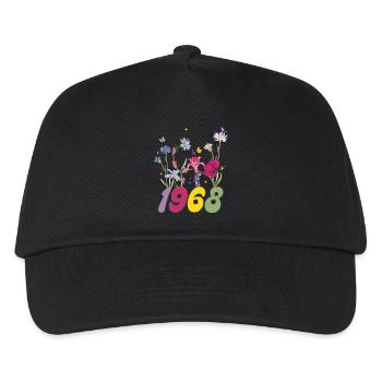 Geburtsjahr 1968 Wildblumen - Kinder Basecap - Schwarz - Vorne