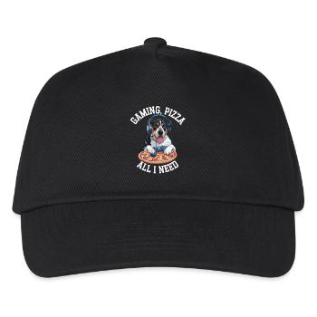 Funny Dog Gaming Pizza Gamer Gamer Gaming - Kids’ Baseball Cap - black - Front