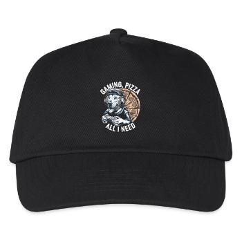 Funny Dog Gaming Pizza Gamer Gamer Gaming - Kids’ Baseball Cap - black - Front