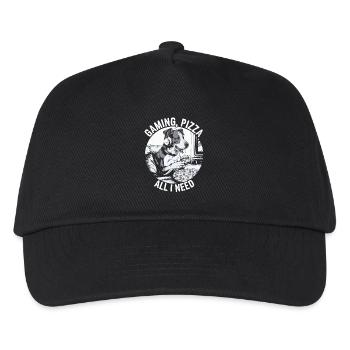 Funny Dog Gaming Pizza Gamer Gamer Gaming - Kids’ Baseball Cap - black - Front
