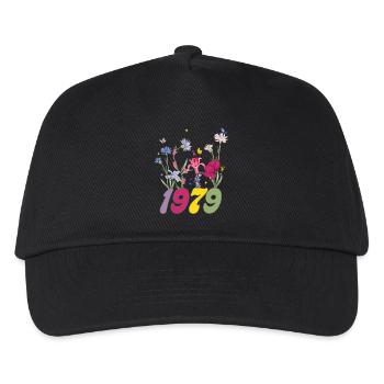 Geburtsjahr 1979 Wildblumen - Kinder Basecap - Schwarz - Vorne