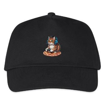 Funny Cats Gaming Pizza Gamer Gamer Gaming - Kids’ Baseball Cap - black - Front