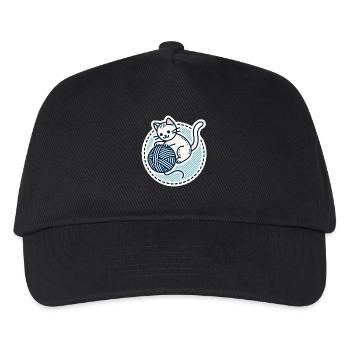 Süßes weißes Kätzchen, das mit einem Garn spielt - Kinder Basecap - Schwarz - Vorne