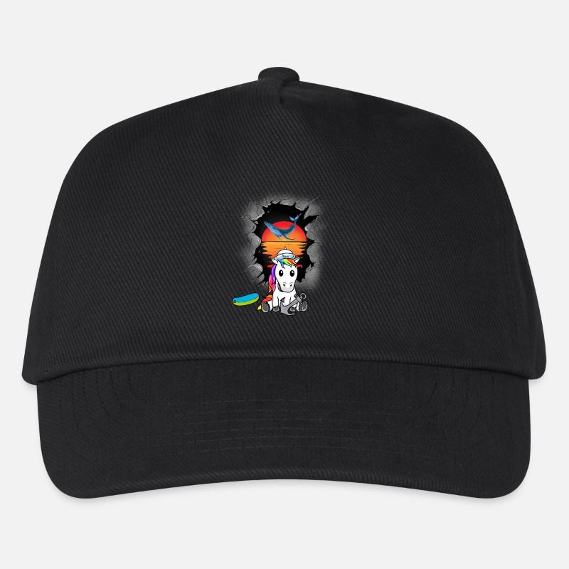 Maritim Sømand Enhjørning Sunset Anker - Basecap til børn - sort