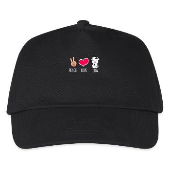 Frieden Liebe Kuh Illustration - Kinder Basecap - Schwarz - Vorne