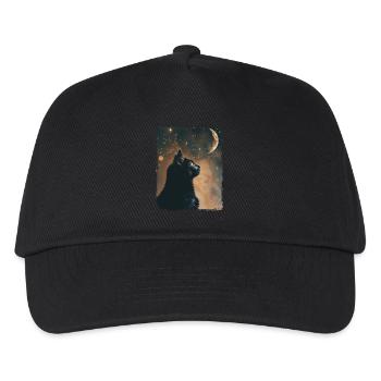 Schwarze Katze Tier Sterne Vollmond Nacht Sternenhimmel - Kinder Basecap - Schwarz - Vorne