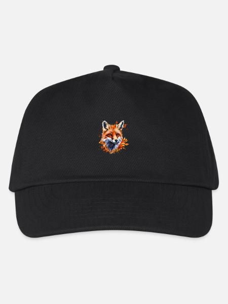 Herbst-Aquarell-Fuchs - Kinder Basecap - Schwarz