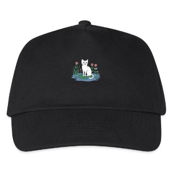 Cottagecore cat on lily pad in the garden - Kids’ Baseball Cap - black - Front