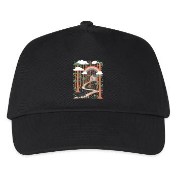 Cottagecore Rainbow House in the Woods with Cat - Kids’ Baseball Cap - black - Front