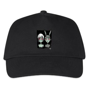 Two gloomy girls as cartoon characters - Kids’ Baseball Cap - black - Front