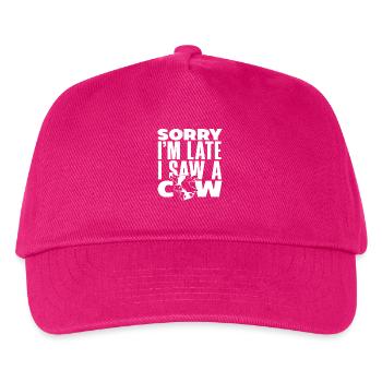 Entschuldigung, Ich Bin Zu Spät, Ich Habe Eine Kuh - Kinder Basecap - Fuchsia - Vorne