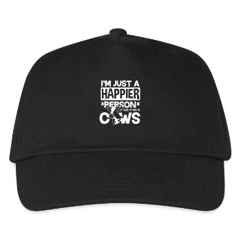 Ich Bin Einfach Glücklicher Mit Kühen - Kinder Basecap - Schwarz - Vorne