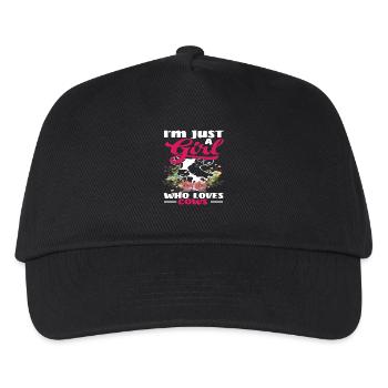Ich Bin Einfach Ein Mädchen Das Kühe Liebt - Kinder Basecap - Schwarz - Vorne