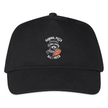 Funny Raccoon Gaming Pizza Gamer Gamer Gaming - Kids’ Baseball Cap - black - Front