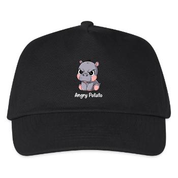 Moo Deng Lustiges Angry Potato Motiv - Kinder Basecap - Schwarz - Vorne