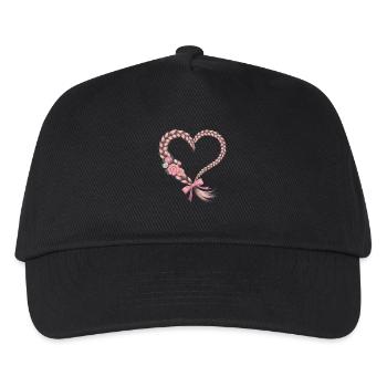 Zopf Herz Zopfmuster Floral - Kinder Basecap - Schwarz - Vorne