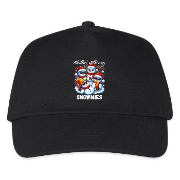 Weihnachten Schneemann Kumpel Freunde Fun Lustig - Kinder Basecap - Schwarz - Vorne
