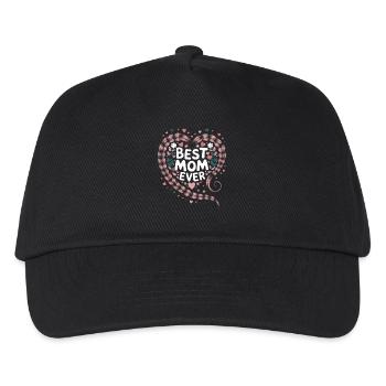 Beste Mama Best Mom Ever Floral Zopf Herz - Kinder Basecap - Schwarz - Vorne
