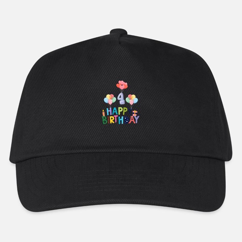 Joyeux anniversaire 4e anniversaire - Casquette de baseball Enfant - noir