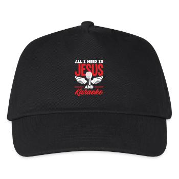 Alles Was Ich Brauche Ist Jesus Und Karaoke - Kinder Basecap - Schwarz - Vorne