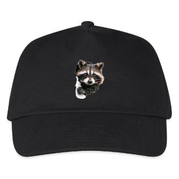 Waschbär - Kinder Basecap - Schwarz - Vorne