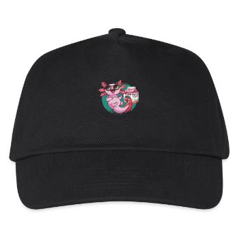 Kawaii Erdbeer-Milchshake Axolotl - Kinder Basecap - Schwarz - Vorne