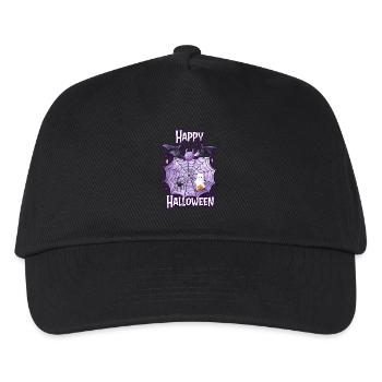 Happy Halloween spider web with cute spider - Kids’ Baseball Cap - black - Front