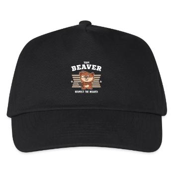 Team Biber respektiert den Biber - Kinder Basecap - Schwarz - Vorne